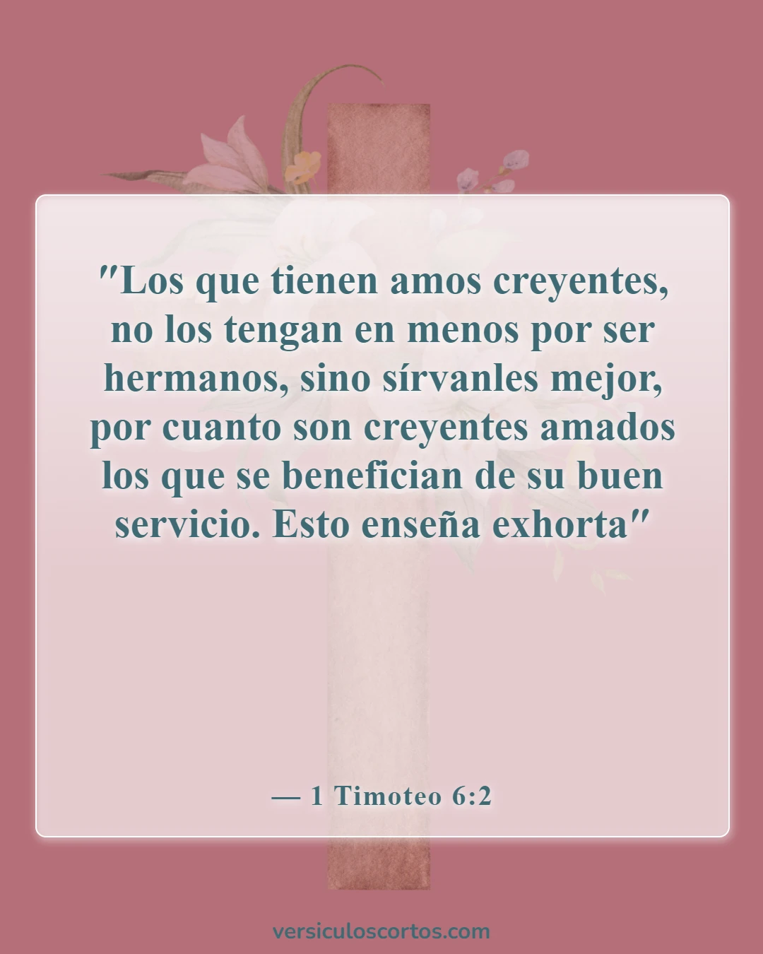Versículos bíblicos sobre cuidar de tu familia (1 Timoteo 6:2)