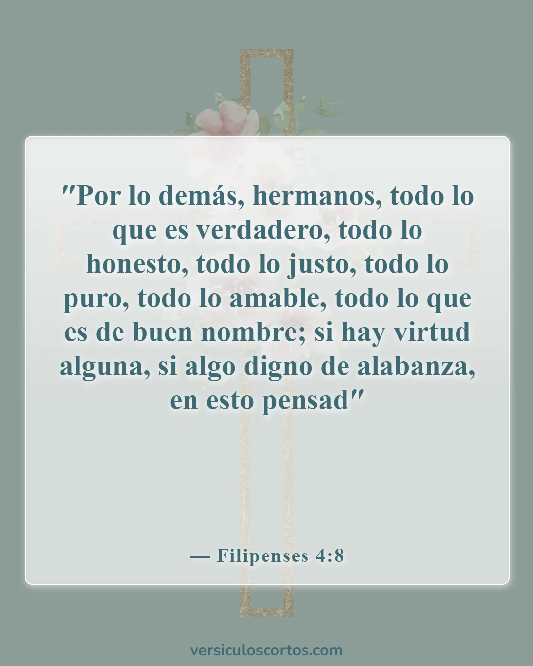 Versículos de la Biblia sobre salir con un no creyente (Filipenses 4:8)