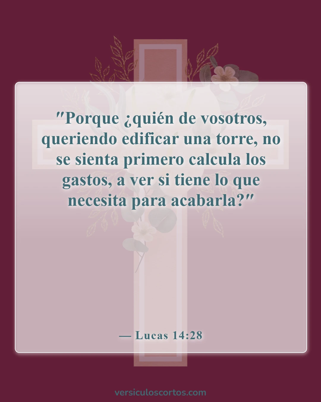 Versículos de la Biblia sobre problemas financieros (Lucas 14:28)