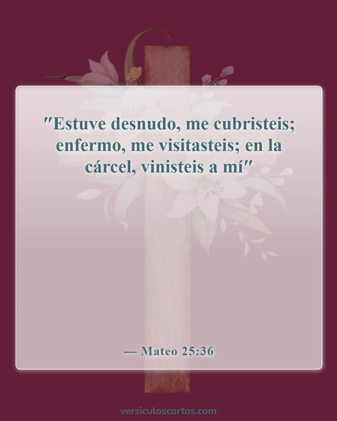 Versículos bíblicos sobre el cuidado de los enfermos (Mateo 25:36)