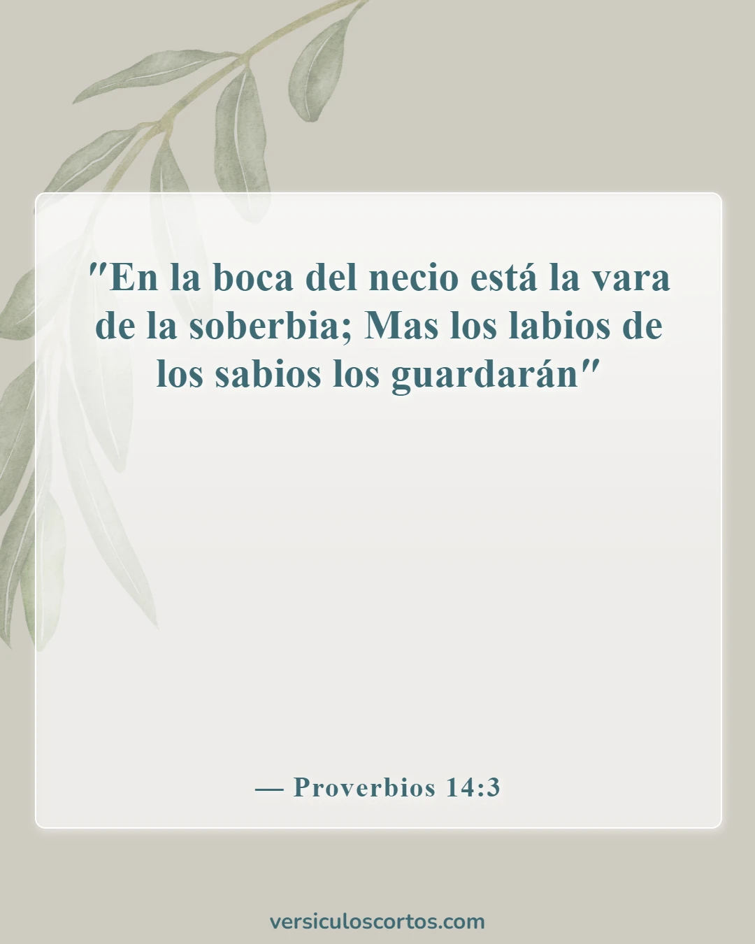Versículos de la Biblia sobre el poder de las palabras (Proverbios 14:3)