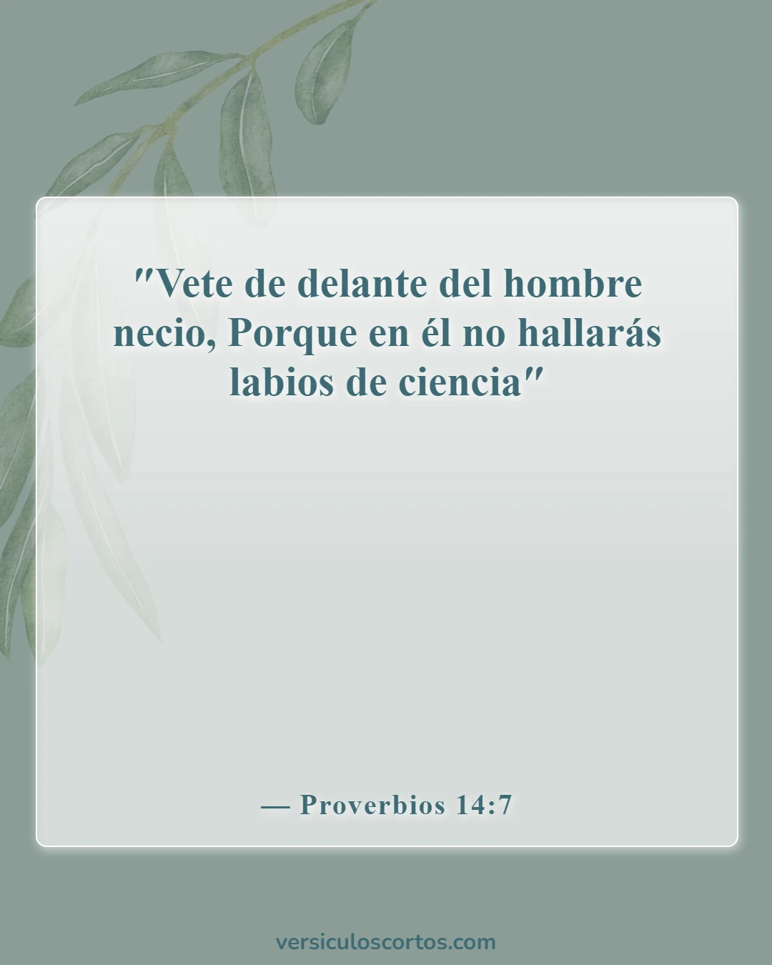 Versículos de la Biblia sobre salir con un no creyente (Proverbios 14:7)