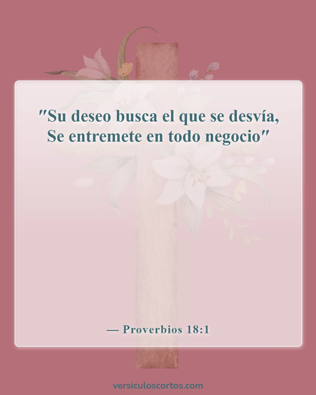 Versículos de la Biblia sobre vivir solo (Proverbios 18:1)