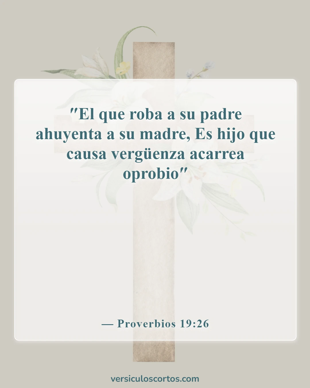 Versículos de la Biblia sobre el cuidado de los padres ancianos (Proverbios 19:26)
