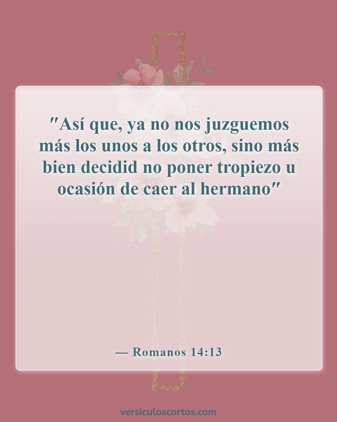 Versículos de la Biblia sobre salir con un no creyente (Romanos 14:13)